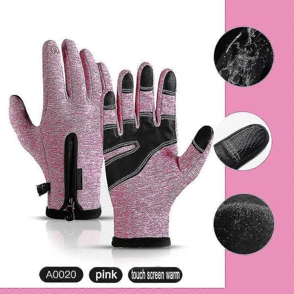 Vinterhansker for menn og kvinner, vanntette varme hansker (rosa S)