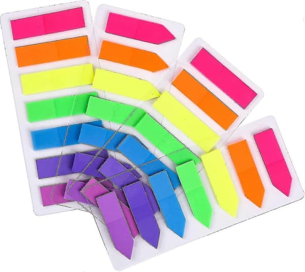 Neon sidemarkører farvede indeksfaner, fluorescerende sticky note til sidemarkør, 560 stk (farverig)