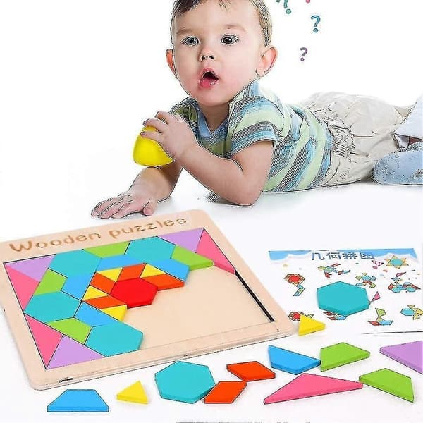 Geometrinen Tangram-palapeli, värintunnistuslelu