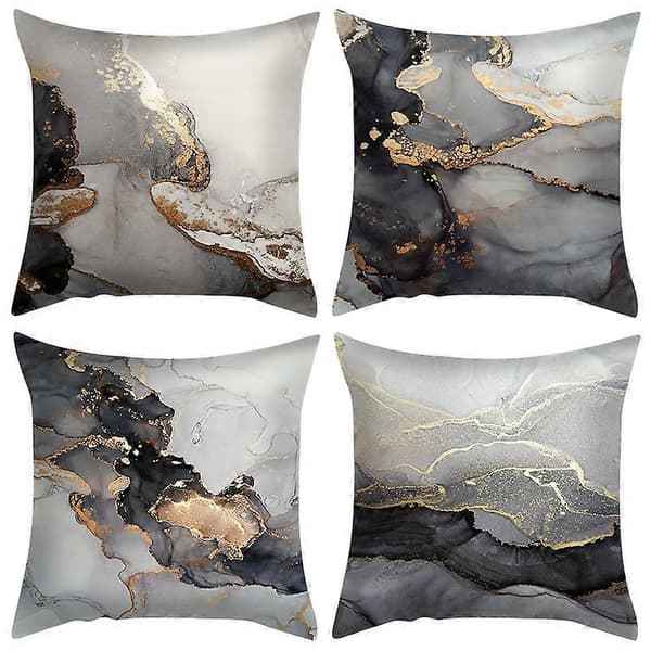 Sæt med 4 pudebetræk, pudebetræk 45x45cm dekorative sofapudebetræk til soveværelse, sofa, stol, seng, have (marmorstruktur)
