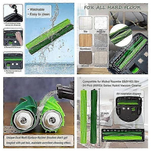 Gummirollerborstkit för iRobot Roomba S9 (9150) S9+ S9 Plus (9550)