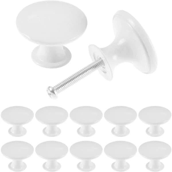 24-pack Vintage Cabinet Knobs - Antique Kitchen Knobs - 30mm Round Furniture Knobs - White