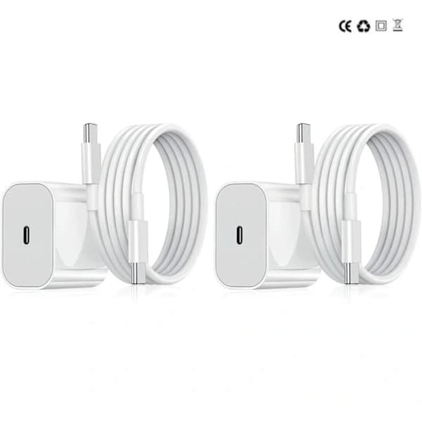 2-pak-oplader til iPhone-hurtigoplader-adapter + kabel 20W Hvid One Size iPhone 2-pak iPhone （NT） 2-pak iPhone 2-pak 2-pack iPhone