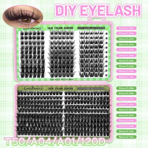 DIY Eyelash Extension Kit Individual Lashes Cluster D Curl Lash Clusters