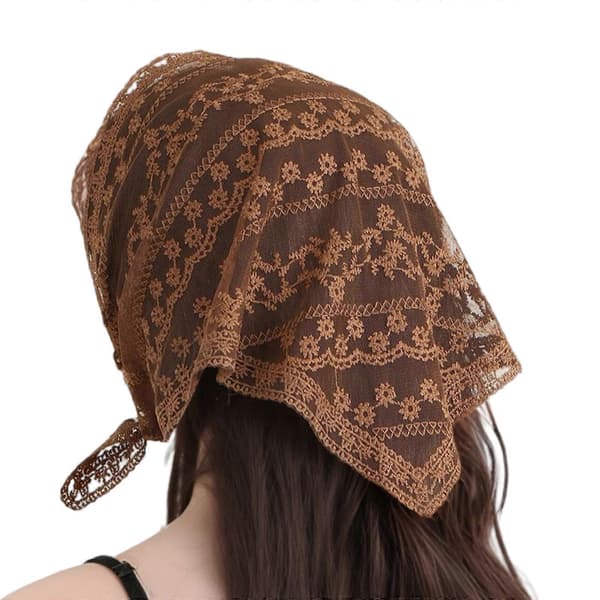 Pustende polyester bandana skjerf med blomstertrykk, hodeplagg, justerbart hodeplagg for sesonganledning, kaffe Coffee