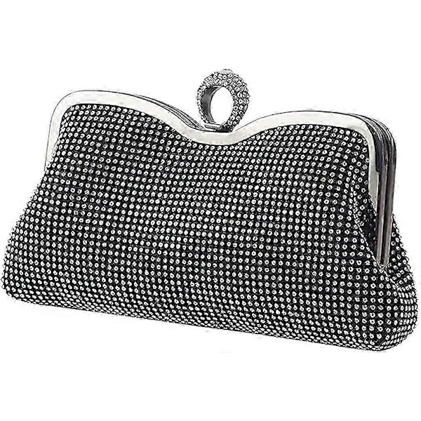 Rhinestone Dame Clutch (Sort)