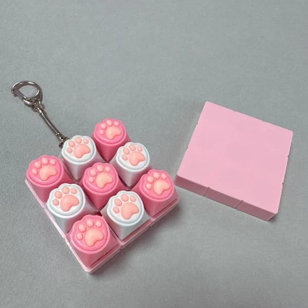 9 Keys Silent Keyboard Keychain Creative Cat Paw Key Cap A5