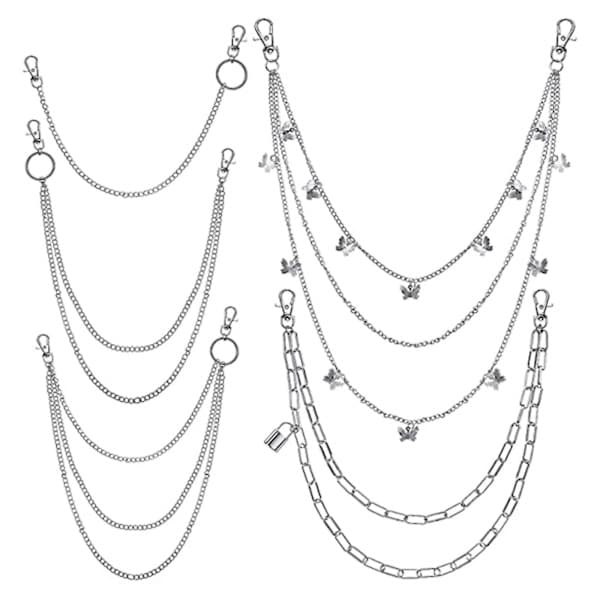 5 pcs Jeans Chain Wallet Chain Belt Chains Waist Chain Multi-layer Chains Ins