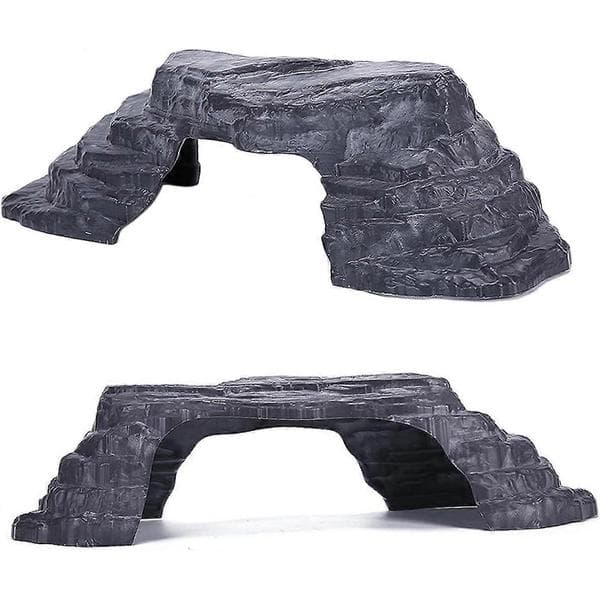 Skildpadde solplatform med rampe, realistisk harpikshule gemmested til akvarietank 26x9x6cm