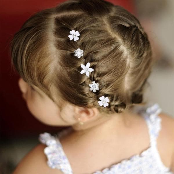 Mini Blomsterhårklemmer med Rhinestones, Bryllup Hvide Håraccessories, 20 stk