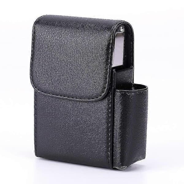 (sort) Cigaretetui i PU-læder, Flip Lighter-etui, visitkortetui sort