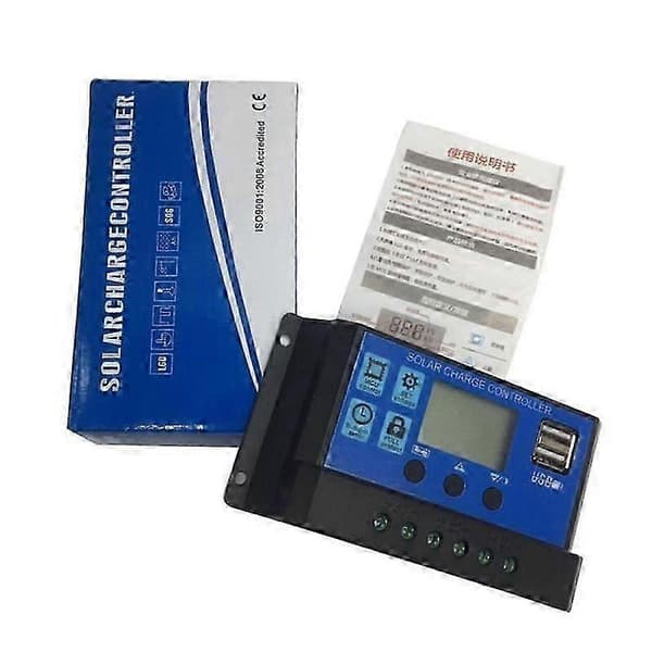 30A 12V Solar Charge Controller Generator24V med USB-porte Baggrundsbelyst display