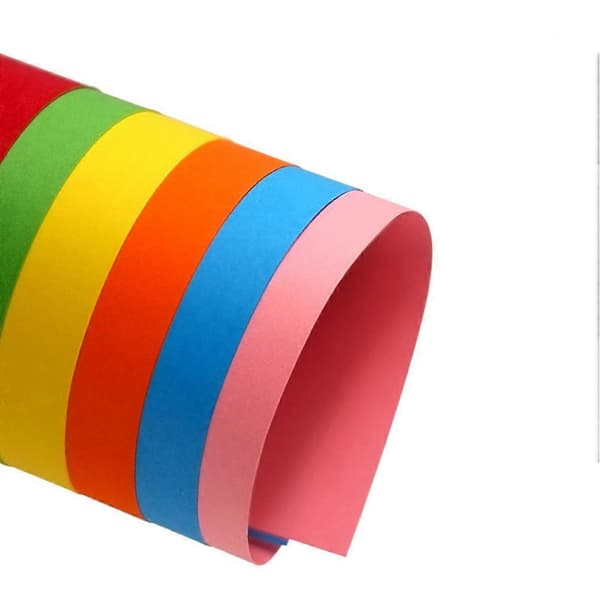 Farverigt pap A4-papir til tegning, 100 stk. assorterede farveark