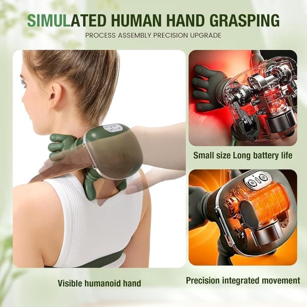 3D Wireless Neck Massager with Heat Function, Portable Bionic Massager, Deep Tissue Massage, Relieves Neck Pain and Soothes Muscle Soreness.