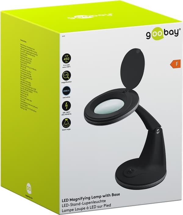 LED-forstørrelseslampe med stativ, 6 W, sort