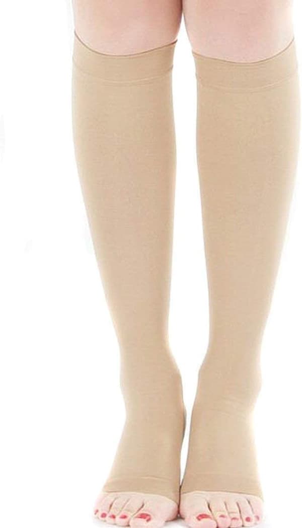 Elastic Topless Compression Stockings Support Open Toe Knee High Socks Leg Support Leggings Nude