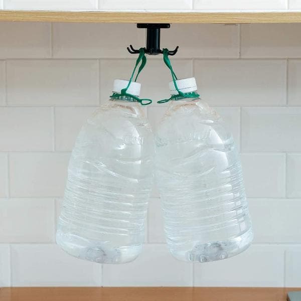 wxsp 2-pack Kitchen Utensil Hook Rack - 360° Rotatable Kitchen Utensil Hook Rack - Kitchen Utensil Hanging Organizer Bar - No Drilling Required -