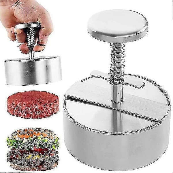 hjemmelavet burgerform med rustfri stålpresse