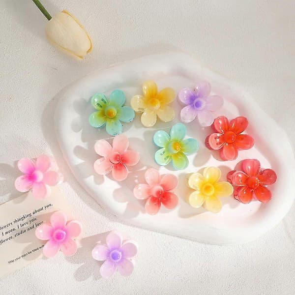 Små blomhårklämmor Söta hårklämmor Halkfria 12PCS light