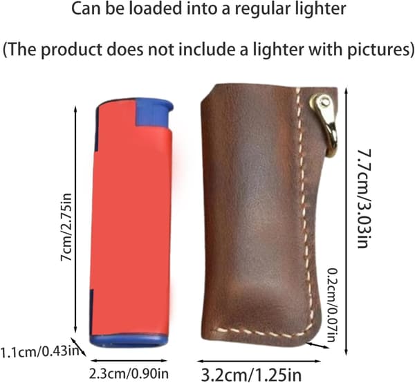 Leather Lighter Holder Keychain, Protective Case for BBQ Lighters - Rustic Storage Pouch with Belt Clip, Fits Most Standard