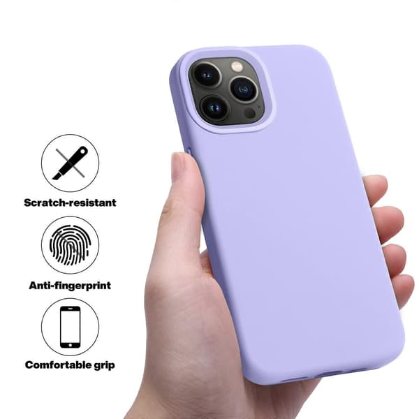 LINJOU Designet for iPhone 13 Pro Max-deksel, støtsikkert slankt tynt silikondeksel (lys lilla)