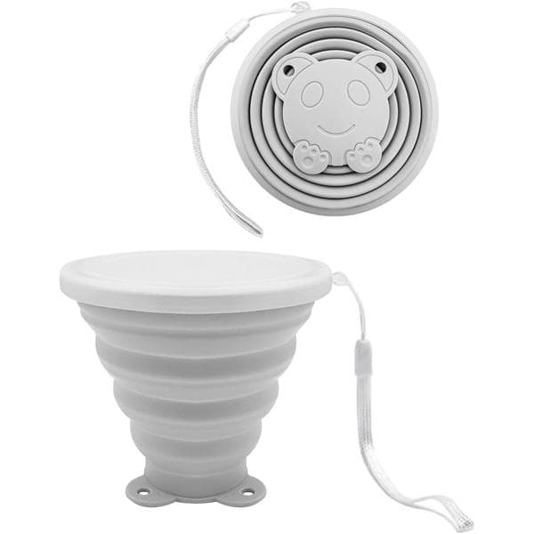 Fällbar mugg, hopfällbar resevattenkopp med lock, återanvändbar drickskopp, picknickmugg, teleskopisk campingmugg, grå