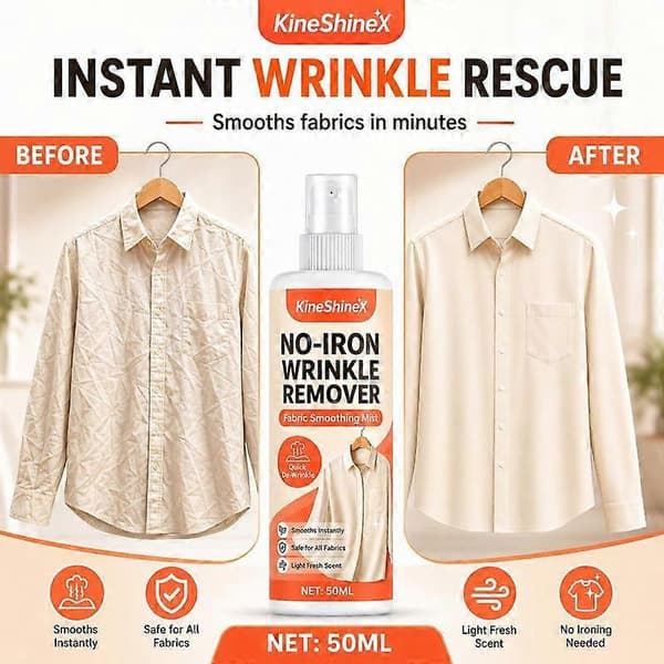 Strygefri rynkefjerner stofglatningsspray - 50ML 1PCS
