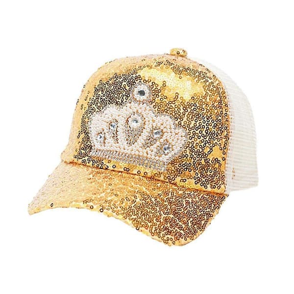 Glitter Krone Baseballkasket til Børn - Glimtende Solhat til Forlystelsespark Yellow One size