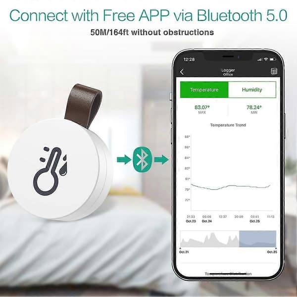 3 STK Trådløst Termometer Hygrometer Mini Bluetooth Innendørs Temperatur Fuktighetssensor Temp Fuktighetsmåler White