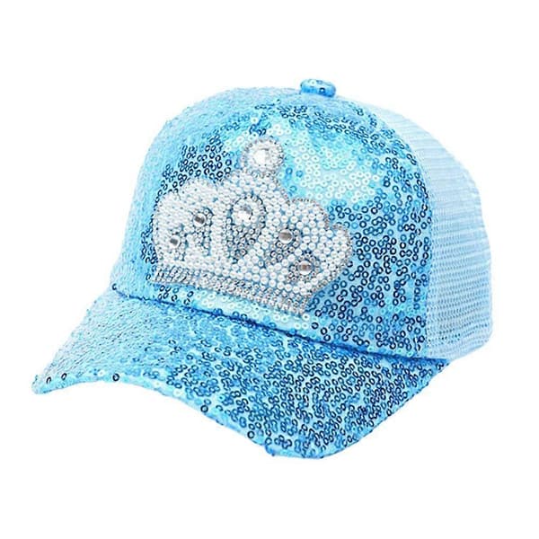Glitter Krone Baseballkasket til Børn - Glimtende Solhat til Forlystelsespark Blue One size