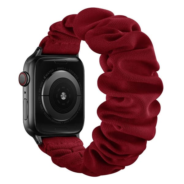 Apple Watch Series 6 / 5 44mm elastisk hårbåndsstil urrem - Sort forbindelse / Vinrød / Størrelse: L Röd red