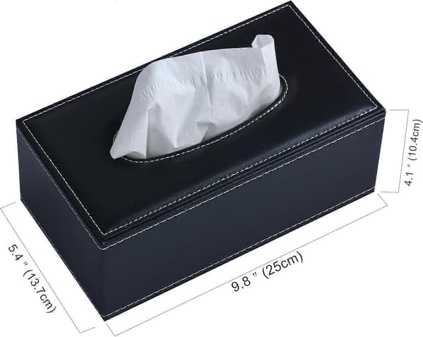Leather Tissue Holder, Black Tissue Holder for Home, Kitchen, Office, and Car