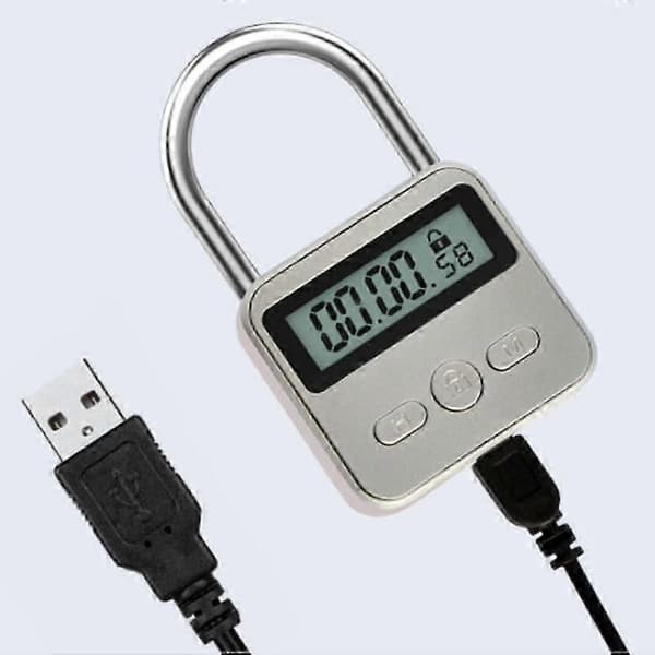 Timerlås med LCD-display og 99 timers USB-strøm Svart