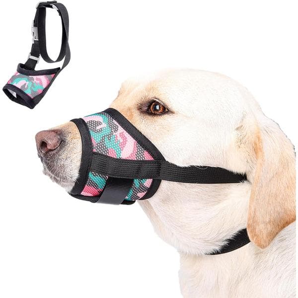 wxsp Dog Muzzle Breathable Mesh for Small, Medium and Large Dogs, Adjustable Snout Muzzle Soft Dog Training Muzzle Prevents Biting, Chewing