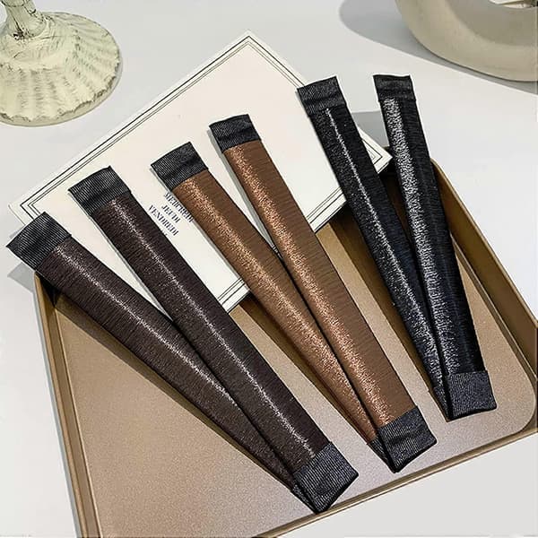 2 st hårstylingstillbehör, flickor hårchignon flätkit mörkbrun+brun+svart