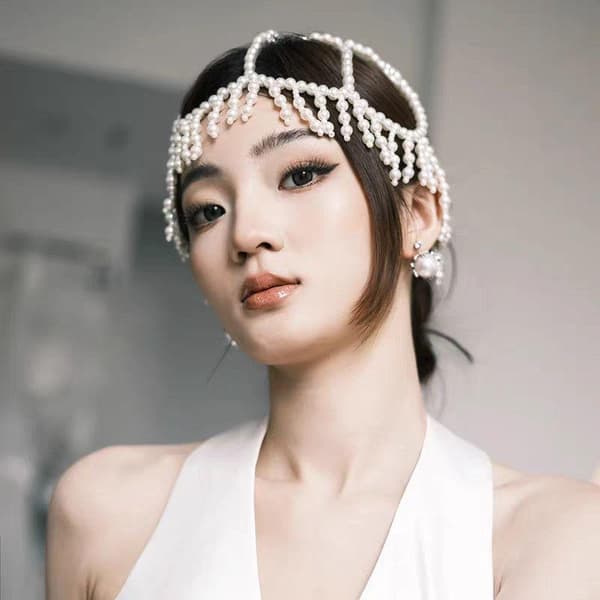New Woven Pearl Tassel Hat Chain Bridal Temperament Versatile H 2