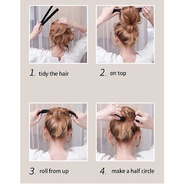 2 STK Hårstylingtilbehør, Chignon Bun Maker Sett, Jenter Hår Chignon Flettesett Beige