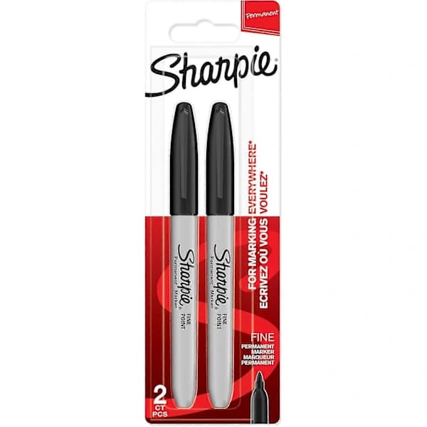 Permanent marker | Fine point for striking details | Black ink | 2-pack