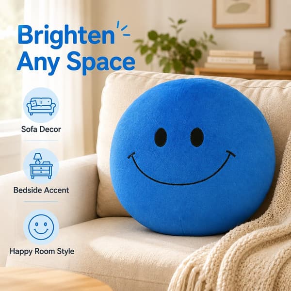 Verity Plush, 9,8\" kusligt leende skräck-samlarobjekt, 14+ år Blue Smiley Face