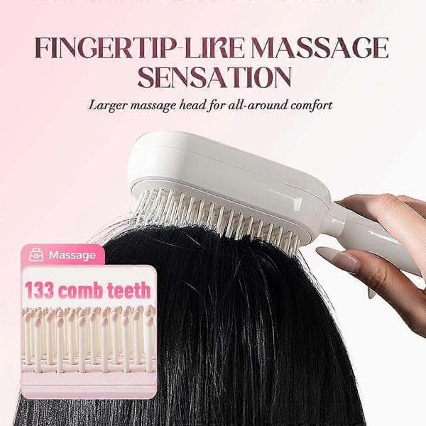 Infällbar självrengörande hårborste med OnePull Clean, antistatisk massageutredningsborste vit