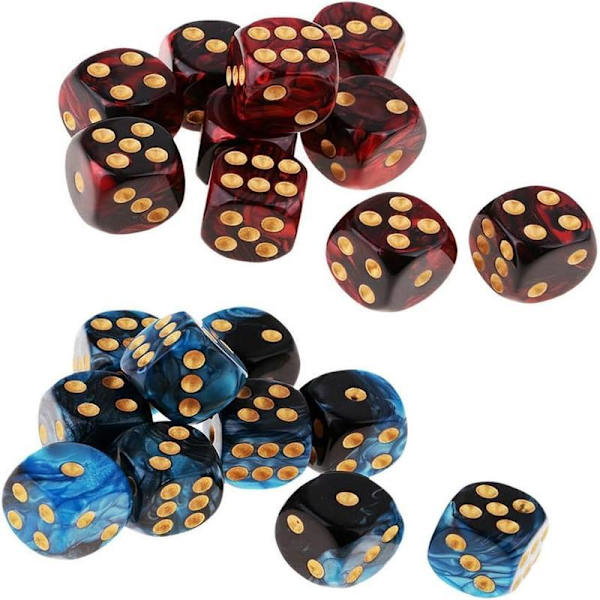 20 stk. polyhedriske terninger D6 terninger 6-sidede 16 mm akryl terningespil