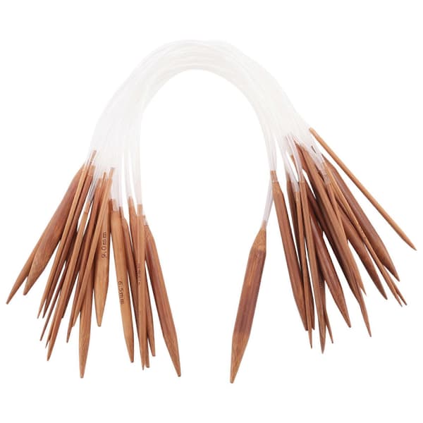 18 par 40 cm (16 tum) cirkulära stickor i karboniserad bambu (2,0 mm - 10,0 mm)