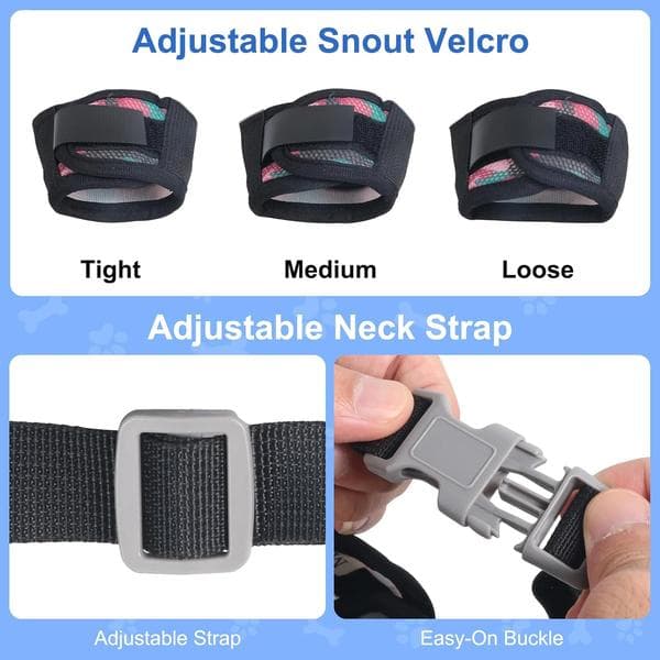 wxsp Dog Muzzle Breathable Mesh for Small, Medium and Large Dogs, Adjustable Snout Muzzle Soft Dog Training Muzzle Prevents Biting, Chewing
