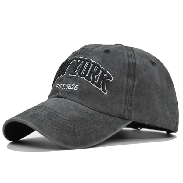 Brodert baseballcaps Vasket bomull \"NEW YORK\" black
