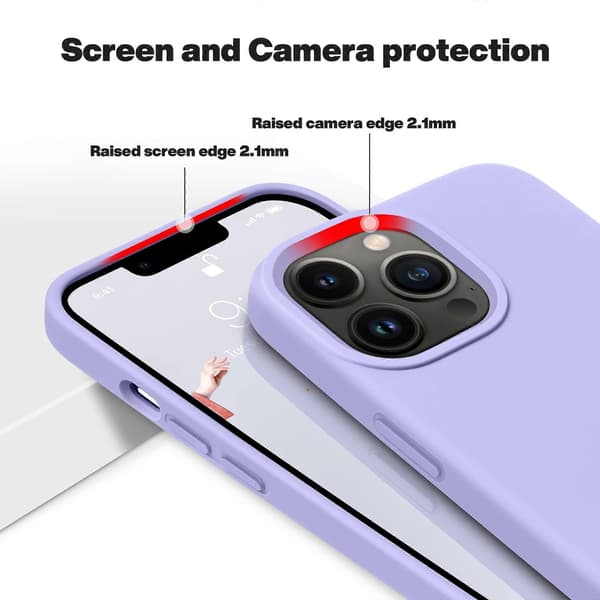LINJOU Designet for iPhone 13 Pro Max-deksel, støtsikkert slankt tynt silikondeksel (lys lilla)