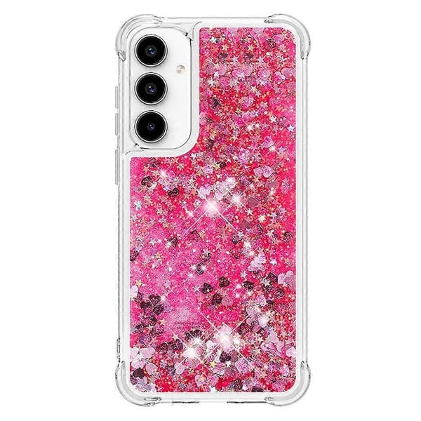 TPU Glitter Sandblåst Støtsikkert Mobilskall til Samsung Galaxy A56 5G Pink/Hearts