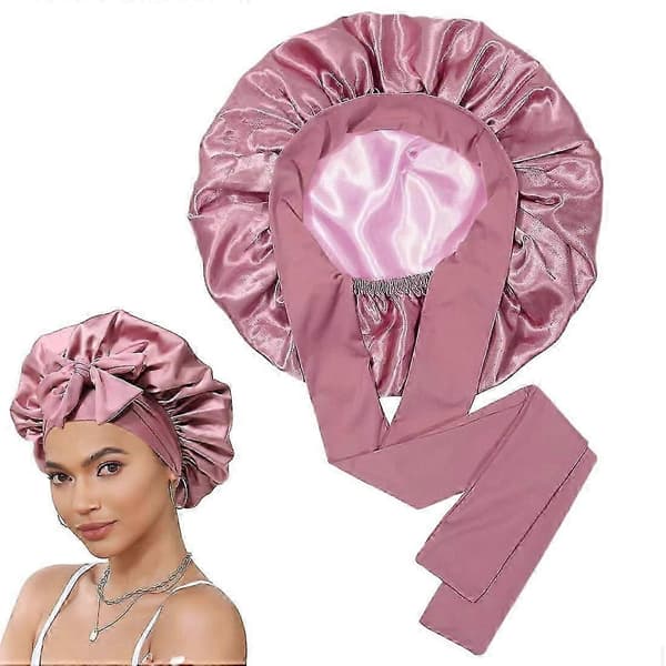 Rose Gold Satin Sovehætte til Kvinder med Elastisk Pasform, Skånsom Hårbeskyttelse og Åndbar Komfort