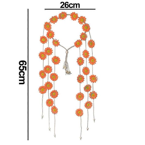 Pannebånd Blomsterkrone, Dame Hippie Hodeplagg Justerbart Blomsterhodeplagg Hårtilbehør, 5305 Orange
