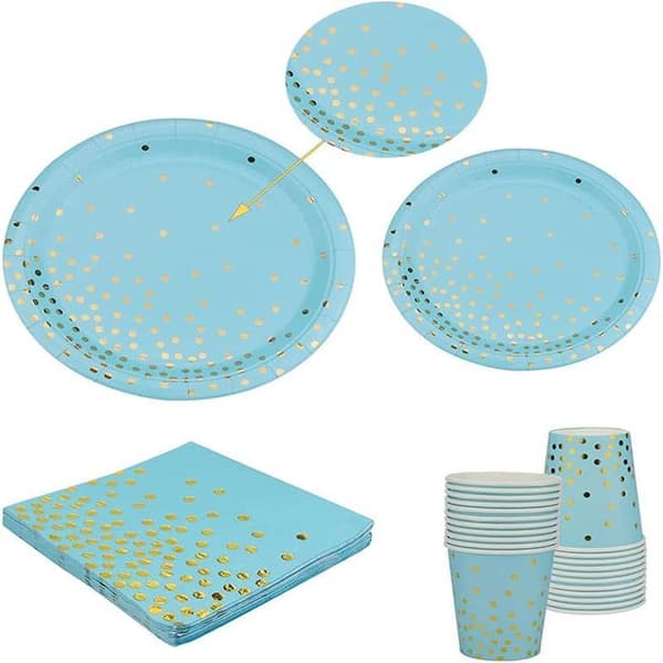 80-pack Paper Plates, Napkins, and Cups, Disposable Party Tableware Set