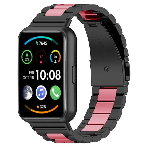 Til Huawei Watch Fit 2 urrem i rustfrit stål Black Pink